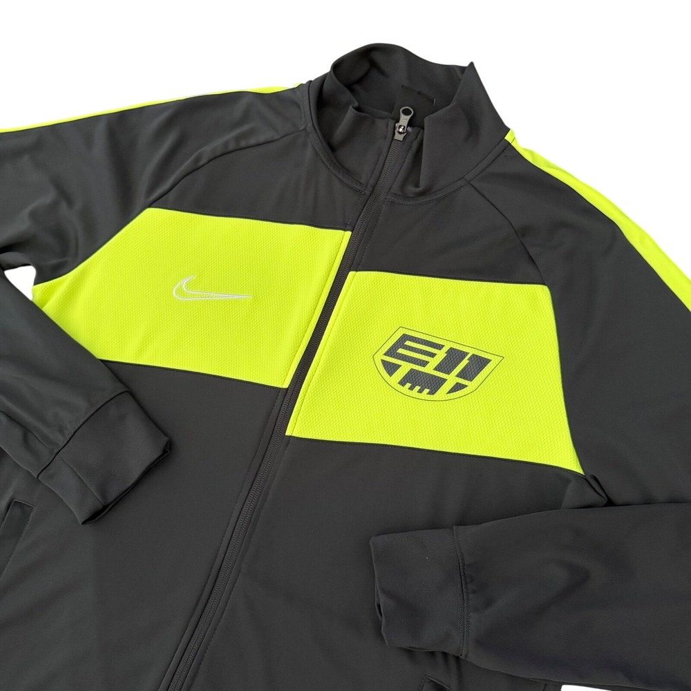 Nike Dri-FIT Full Zip Track Jacket Black Yellow Mens Large Soccer Warm-Up‎